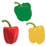 3 poivrons: 1 vert, 1 jaune et un rouge